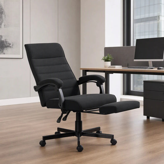 High Back Swivel Recliner Chair, Adjustable Height, Footrest, Armrest, Black Office Chairs Black at Gallery Canada