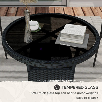 31.5" Outdoor Wicker Dining Table, PE Rattan, Metal Frame, Glass Top, Black Patio Dinning Tables at Gallery Canada