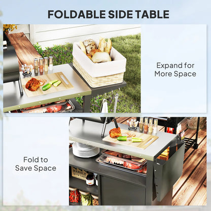 Outdoor Grill Cart With Foldable Side Table, Stainless Steel Tabletop, Pizza Oven Stand Outdoor Grill Carts at Gallery Canada