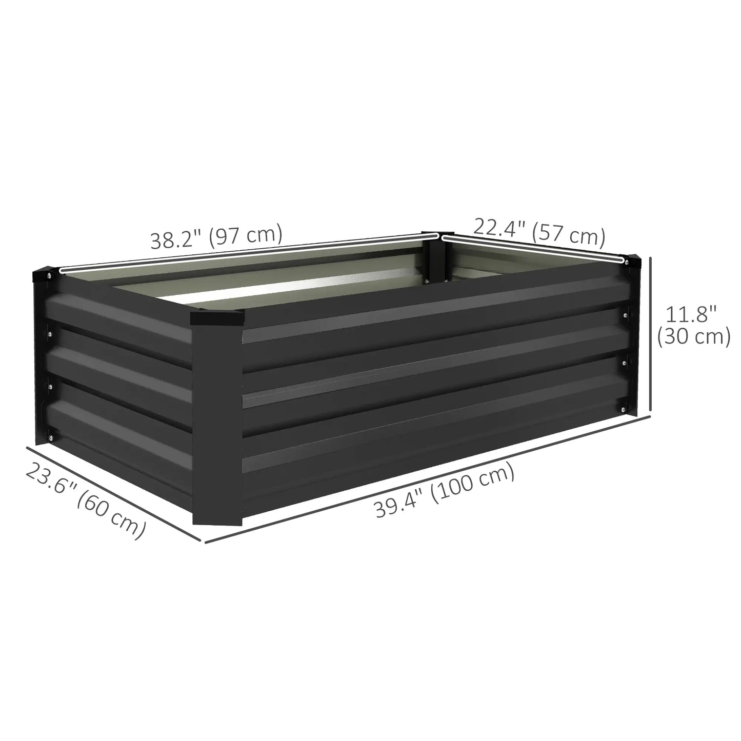 Set of 2 Galvanized Raised Garden Beds, Outdoor Planter Box, Grey Raised Garden Beds at Gallery Canada