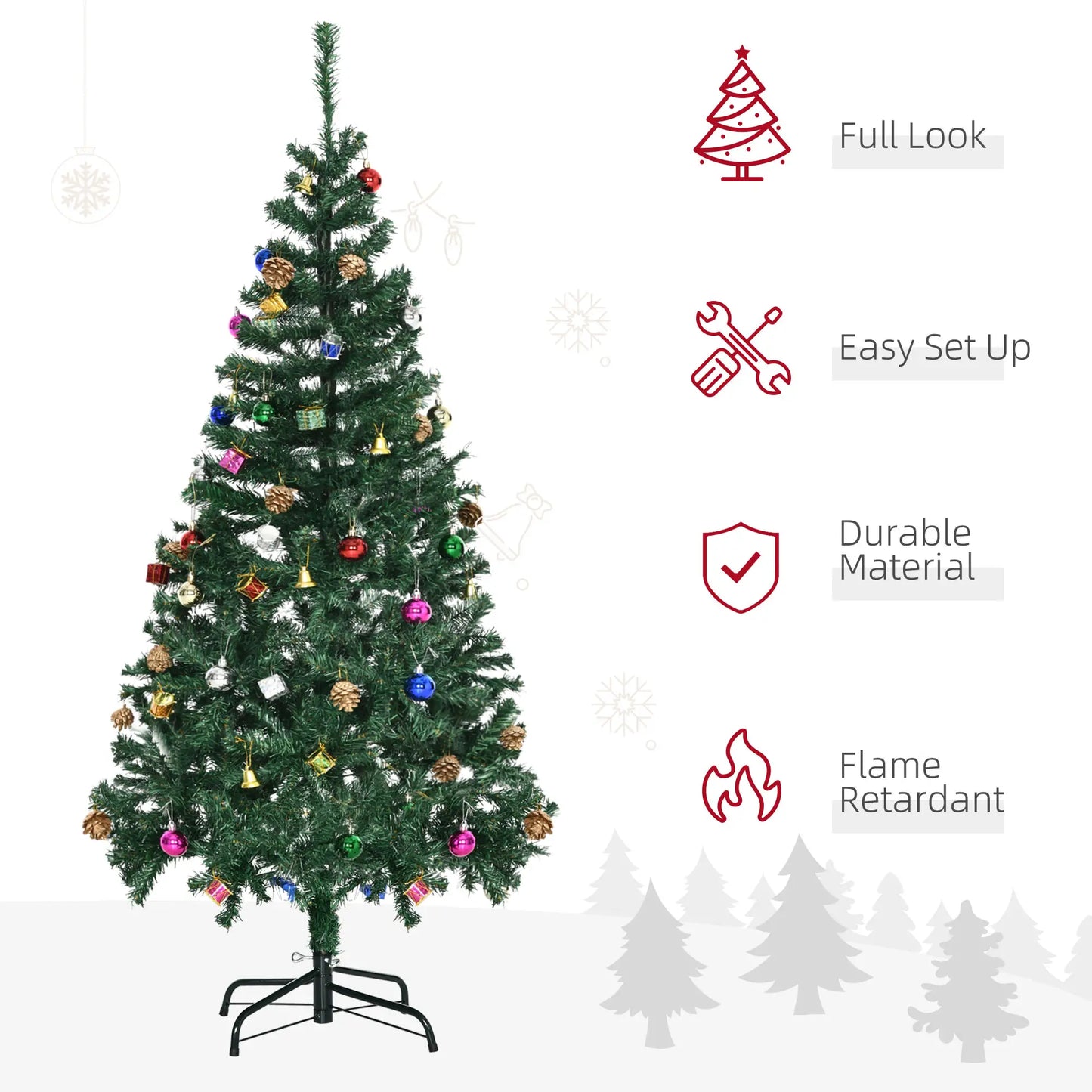 4.9ft Artificial Christmas Tree, Holiday Party Decor, Green Artificial Christmas Trees at Gallery Canada