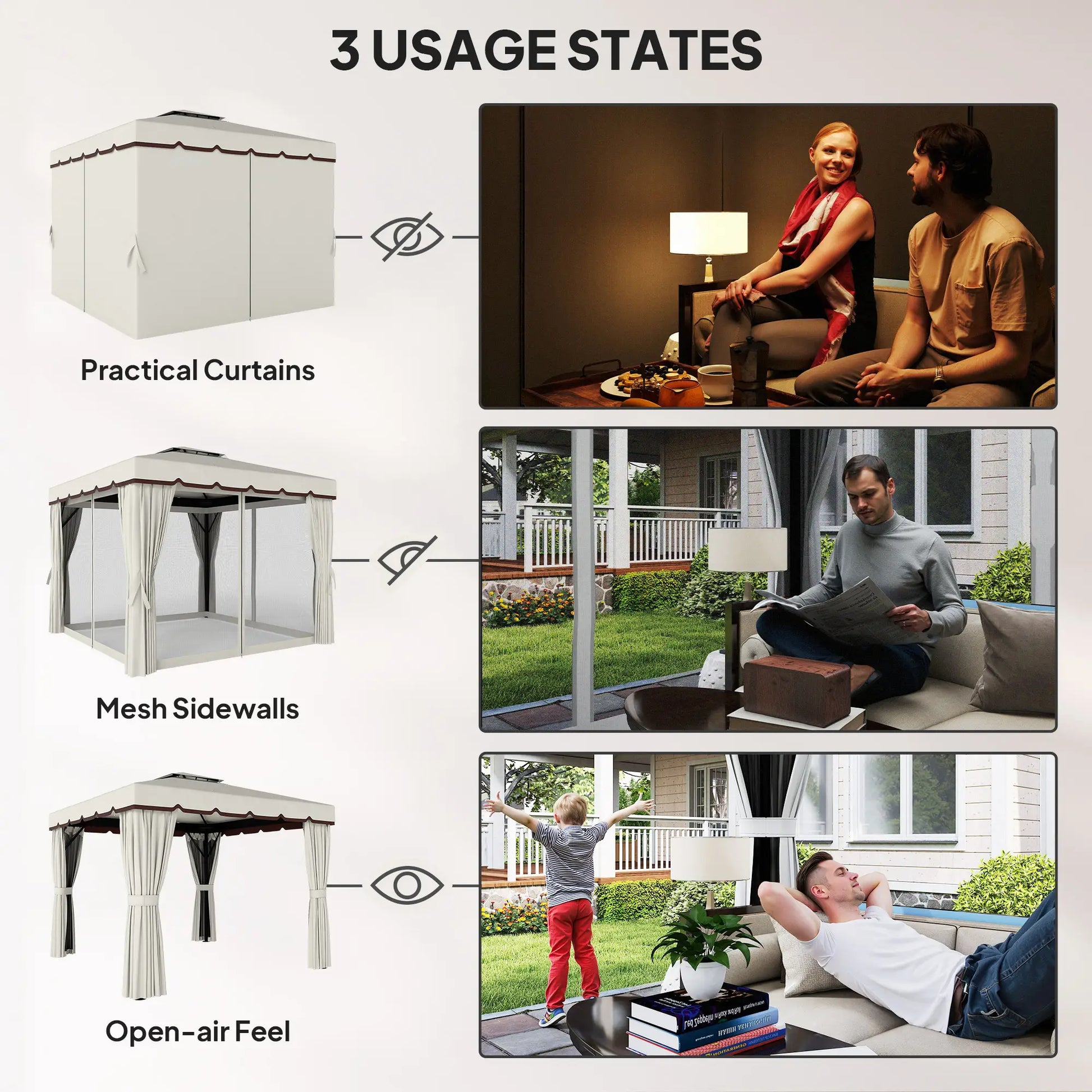 10' x 10' Outdoor Gazebo, Double Soft-Top, Cream White Gazebos at Gallery Canada