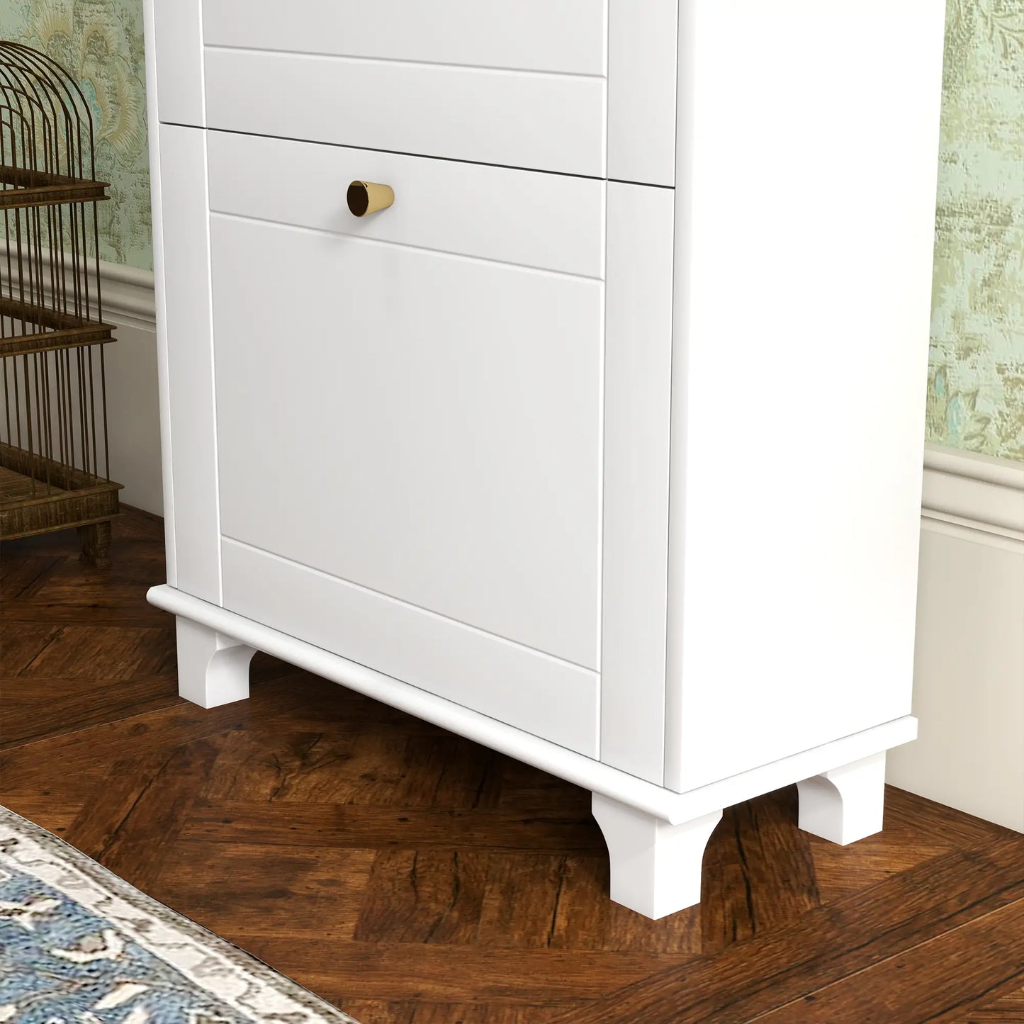 Slim Shoe Storage, 2 Flip Drawers, Adjustable Shelves, 8 Pair, White Shoe Storage Cabinets & Racks at Gallery Canada