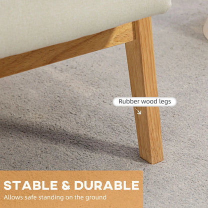 Mid-Century Modern Accent Chair Retro Fabric Armchair Wooden Arm Upholstered Lounge Chair for Living Room Cream White Accent Chairs at Gallery Canada