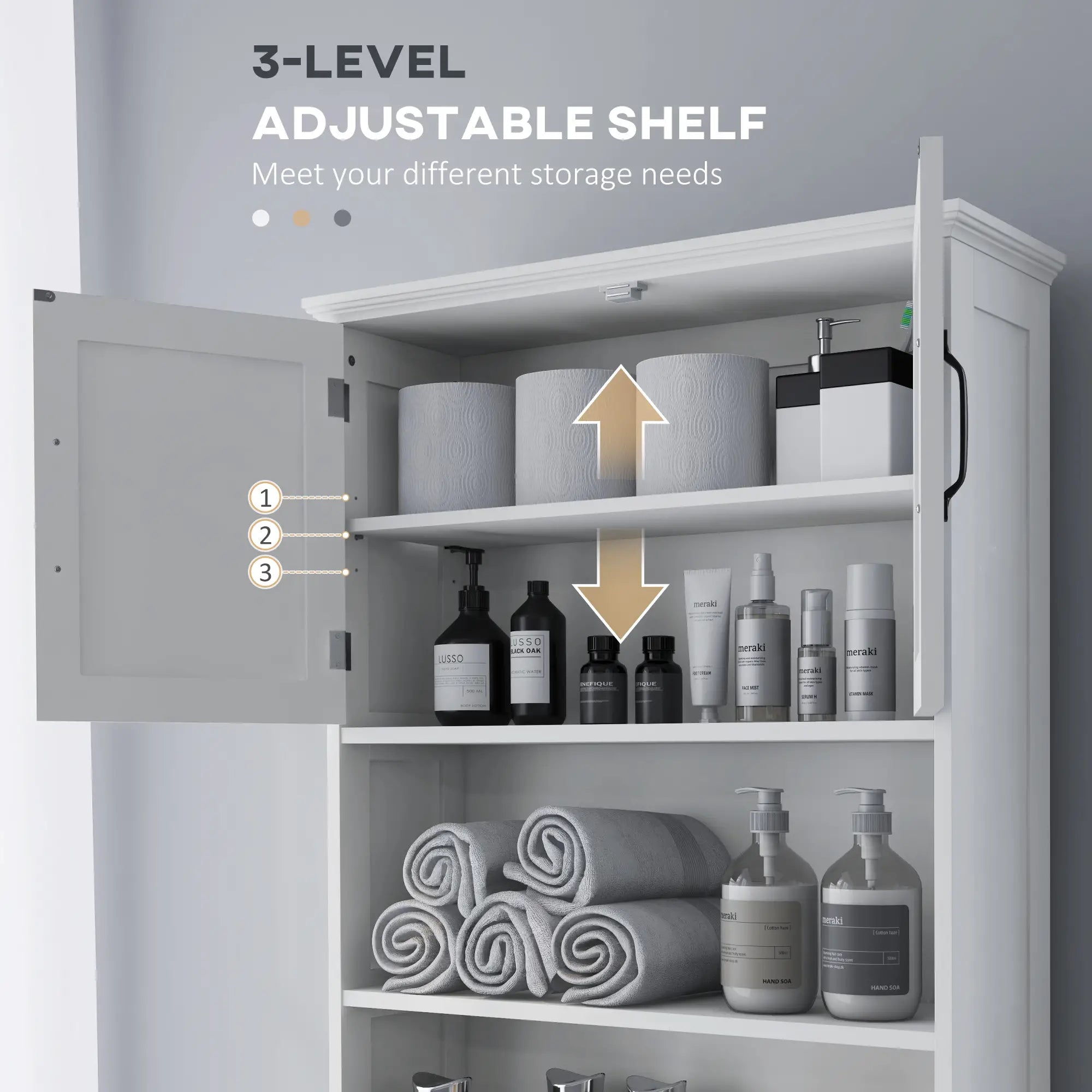 Over Toilet Storage, Bathroom Cabinet with Shelves, Double Door, White Over The Toilet Storage at Gallery Canada