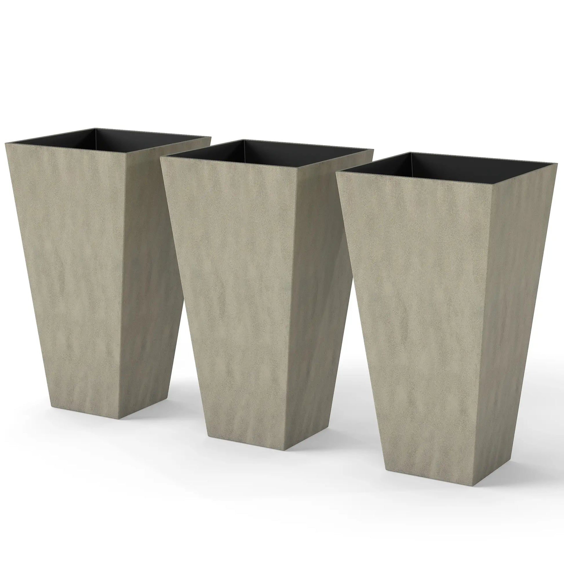 28" Tall Garden Plastic Planters, Set of 3, Indoor Outdoor, Mixed Grey, Grey Garden Accessories at Gallery Canada