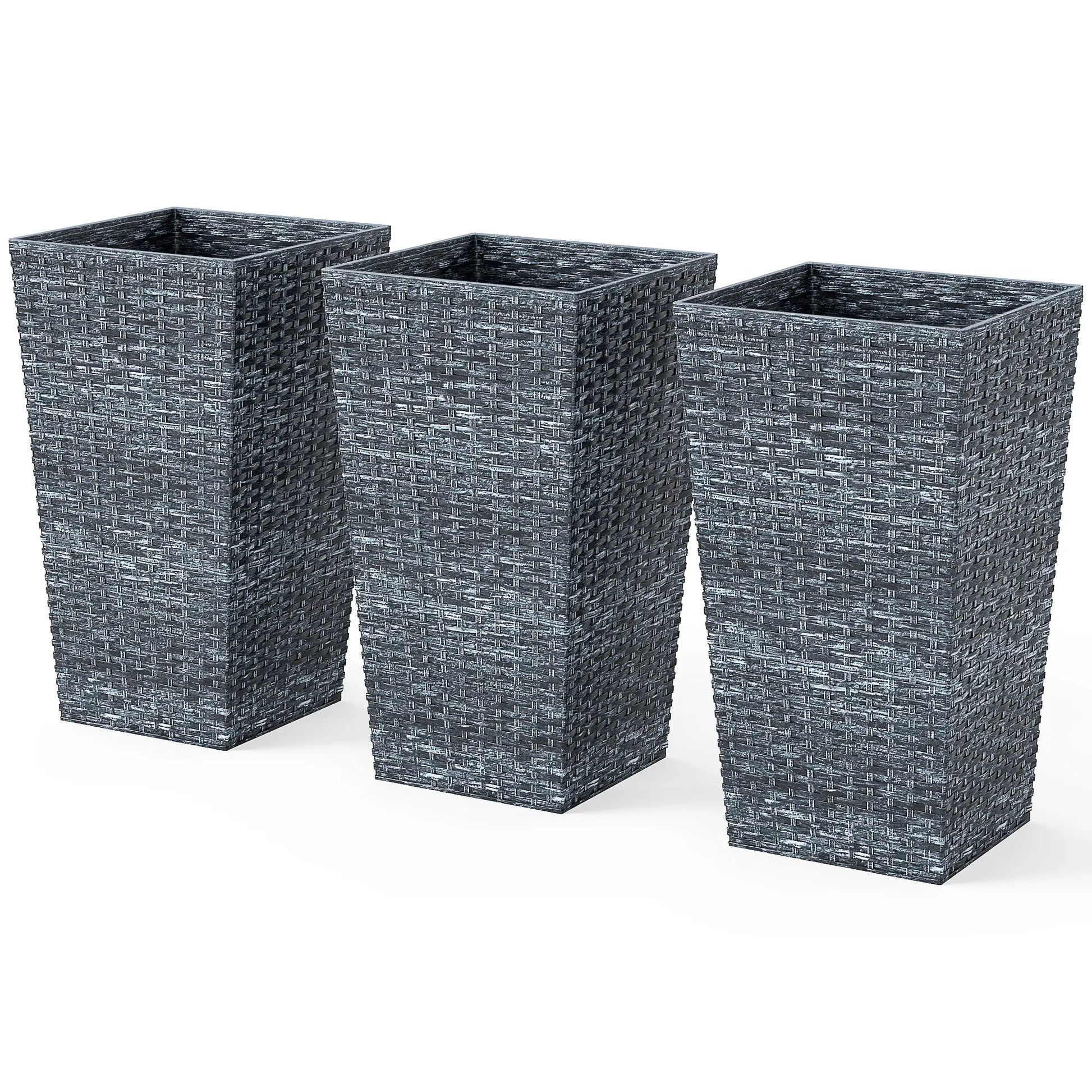 Set of 3 Tall Plant Stand, Outdoor Indoor Flower Pot, Mixed Grey, Grey Garden Accessories at Gallery Canada