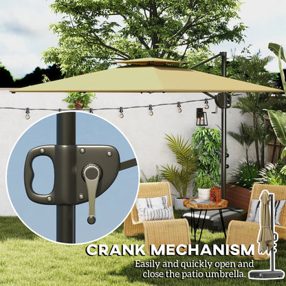 Square Cantilever Patio Umbrella, Double Top, 8' x 9', Khaki Offset Cantilever Umbrellas at Gallery Canada