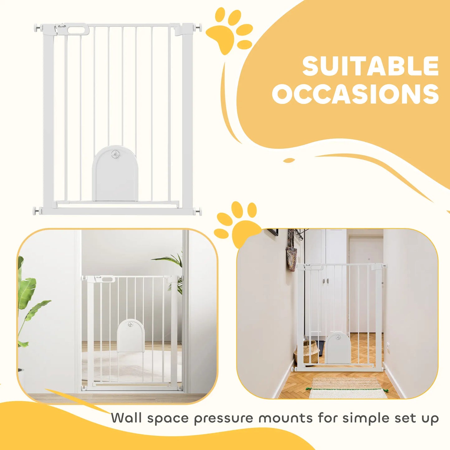 30"-32" Extra Wide Pet Gate, 35"H, Small Door, White Houses, Kennels & Pens at Gallery Canada