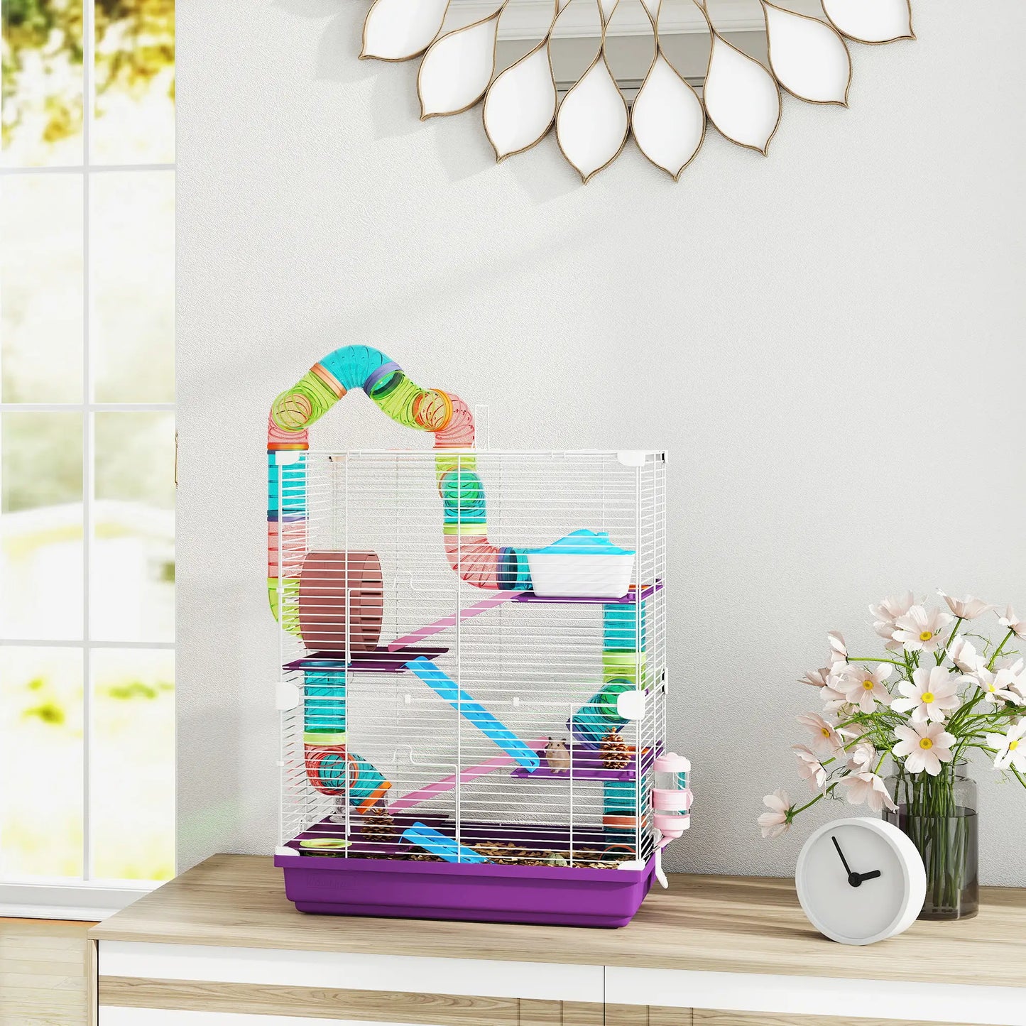 5-Tier Hamster Cage, With Wheels, Tube, Bottle, Dishes, Purple Hamster Cages at Gallery Canada