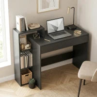Computer Desk With Storage, 3 Open Shelves And Drawer, Black Computer Desks at Gallery Canada