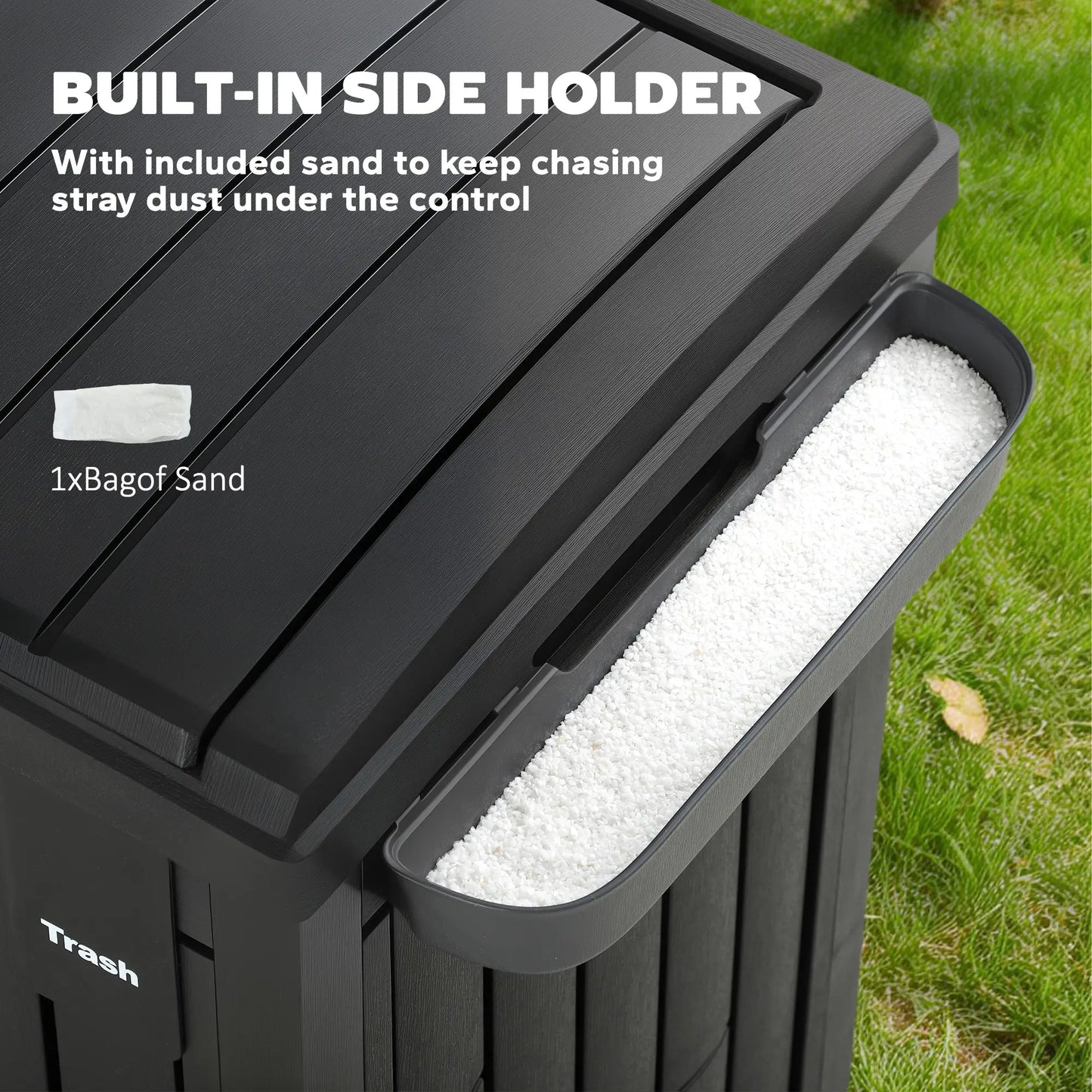 29 Gallon Outdoor Garbage Bin, Dual Lid, Ashtray Drip Tray, Black Garden Accessories at Gallery Canada