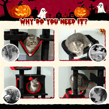 Gothic Cat Tree, 60" Tall, Coffin Bed, Scratching Posts, Black Cat Towers at Gallery Canada