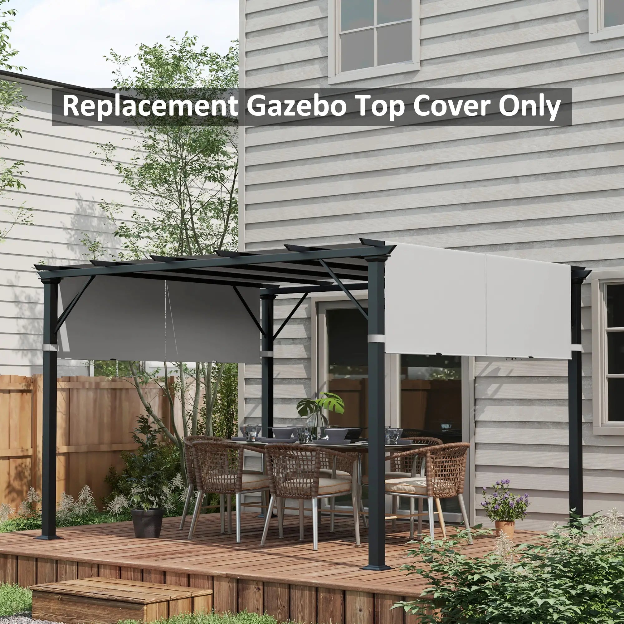 2 Pcs UV Protection Pergola Canopy, 10' x 10', Light Grey Gazebo Canopy Replacement at Gallery Canada