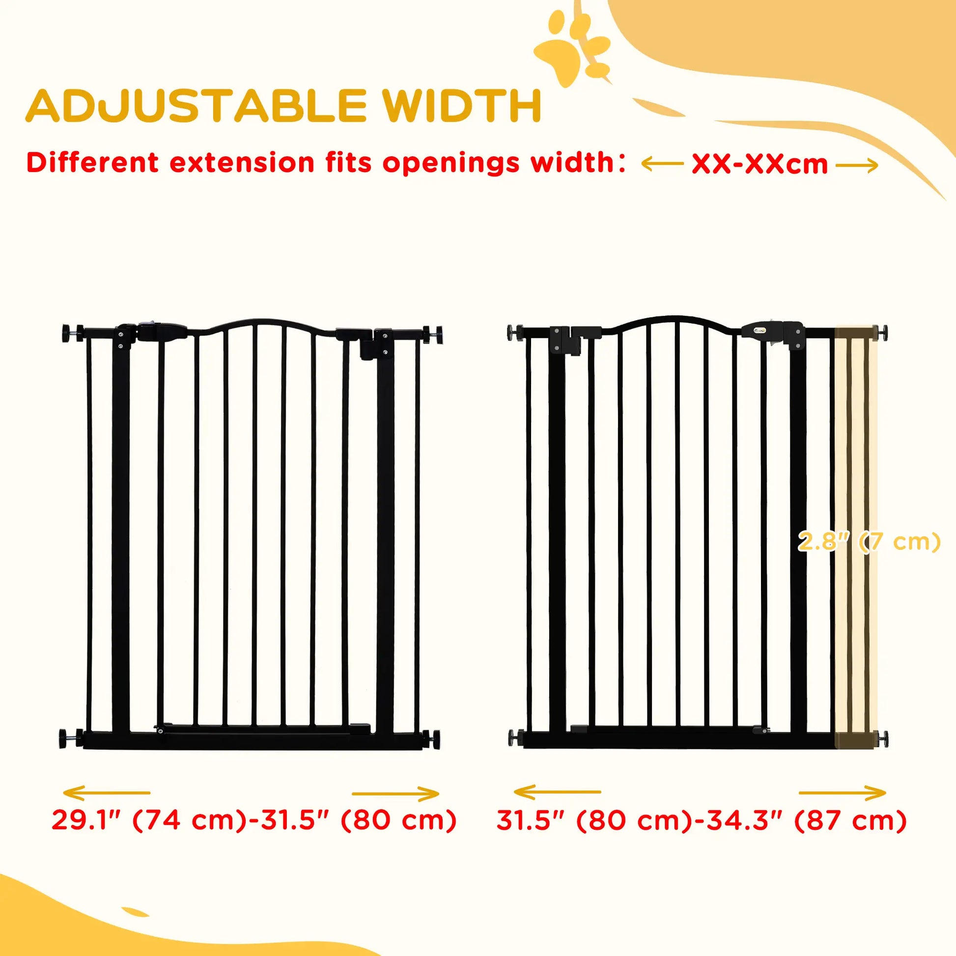 Extra Tall Dog Gate with Door, Pressure Fit, Auto Close, 29-34 Inch, Black Houses, Kennels & Pens at Gallery Canada