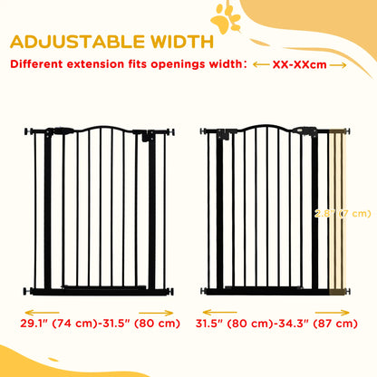 Extra Tall Dog Gate with Door, Pressure Fit, Auto Close, 29-34 Inch, Black Houses, Kennels & Pens at Gallery Canada