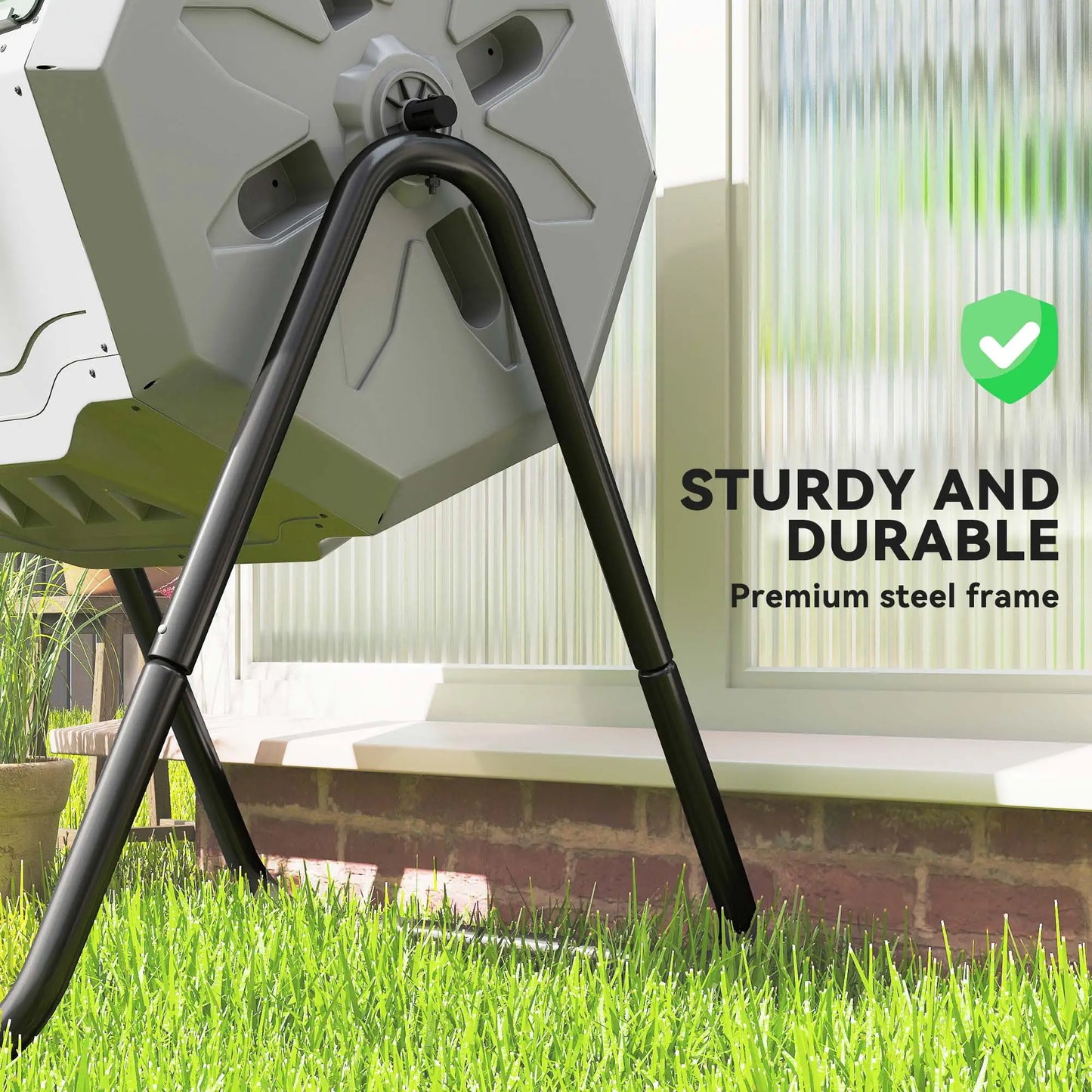 Dual Chamber 43 Gallon Compost Bin, 360 Rotating, Dark Green