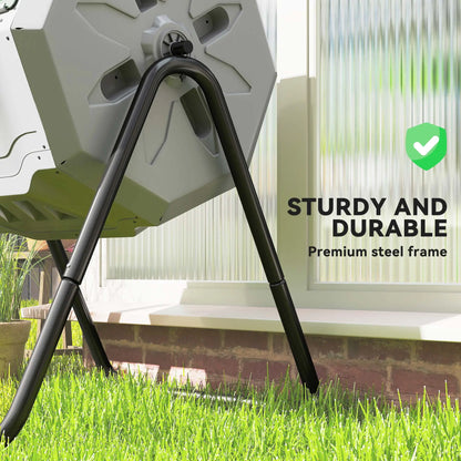 Dual Chamber 43 Gallon Compost Bin, 360 Rotating, Dark Green