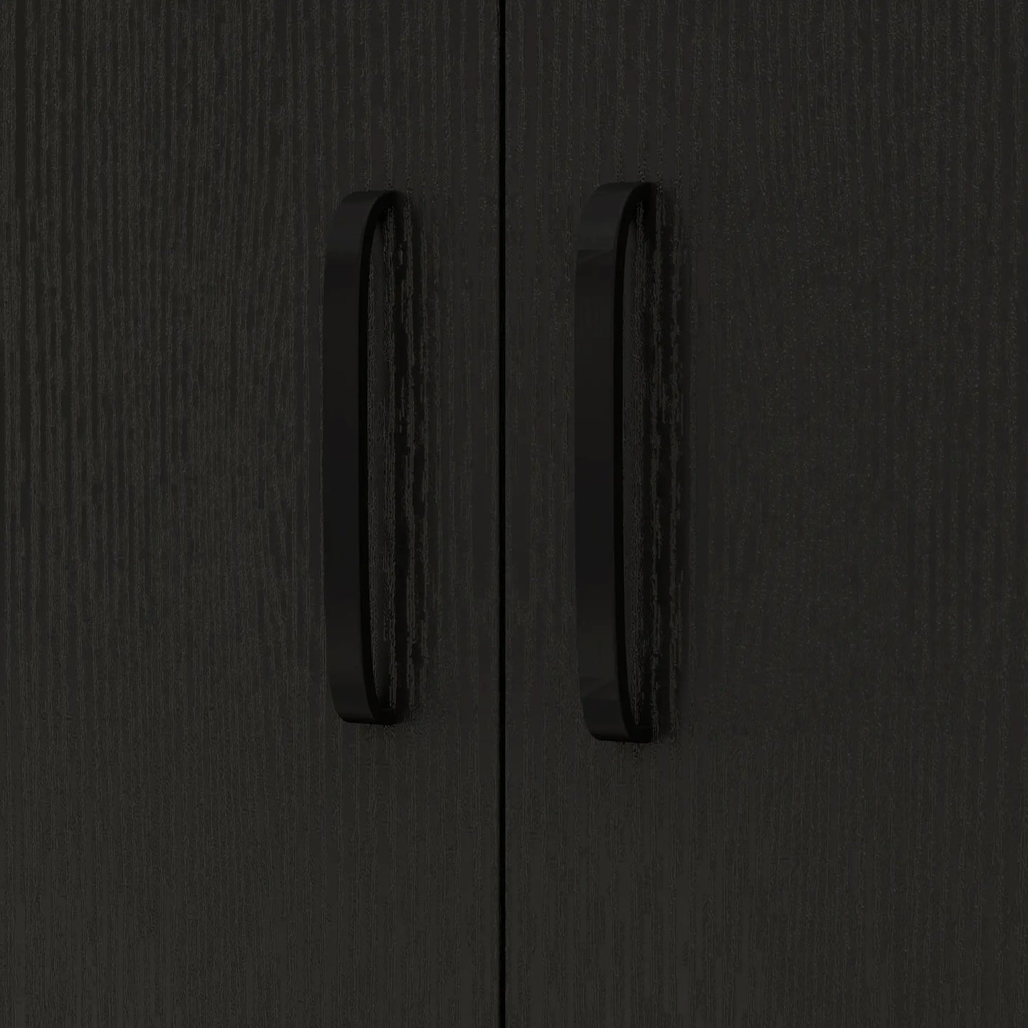 Microwave Cart on Wheels, 2-Door Cabinet, Black Wood Grain, Black Kitchen Pantry Cabinets at Gallery Canada