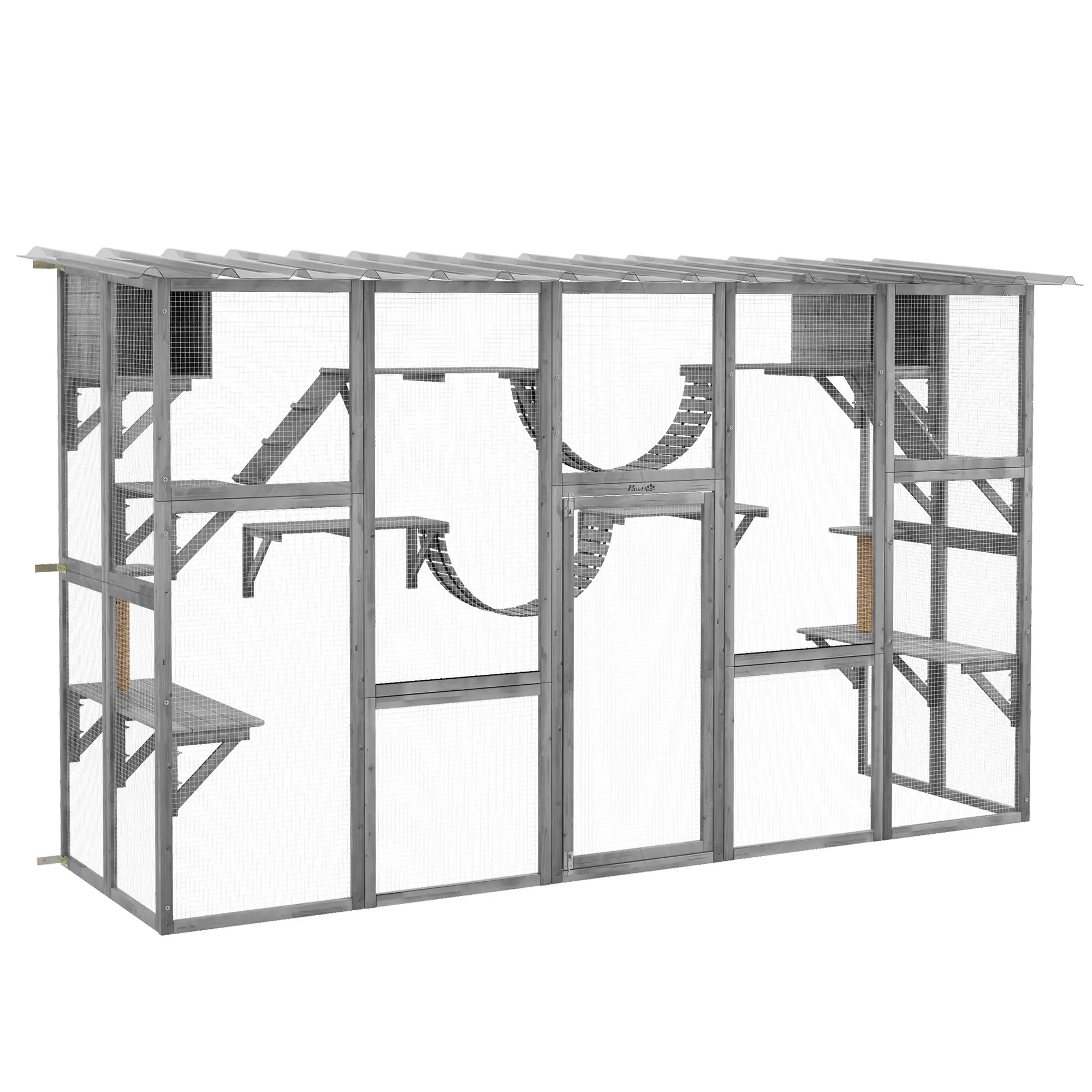 Large Outdoor Catio, Condos, Platforms, Doors, Ladders, Weather-Resistant Roof, Grey Outdoor Cat Enclosures at Gallery Canada