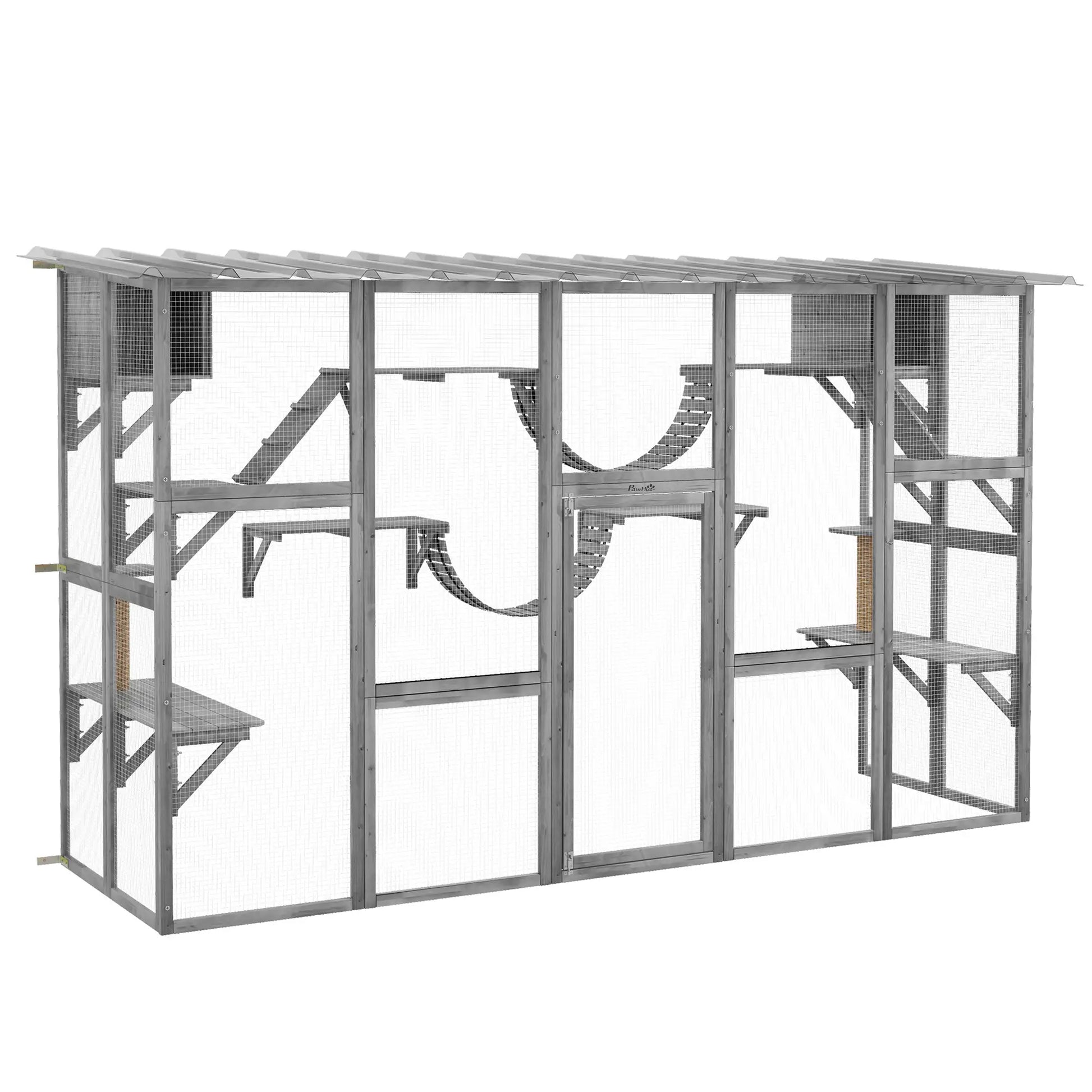 Large Outdoor Catio, Condos, Platforms, Doors, Ladders, Weather-Resistant Roof, Grey Outdoor Cat Enclosures at Gallery Canada