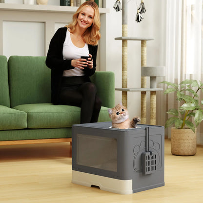 Cat Litter Box, Front Enter Top Exit, Pull Out Tray, Easy Clean, Grey Cat Litter Box Enclosures at Gallery Canada