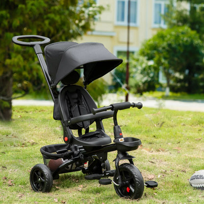 Toddler Tricycle, 4 in 1 Kids Trike, Adjustable Seat, Removable Handle, Black Tricycles for Kids at Gallery Canada