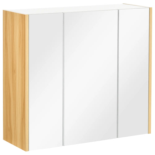 Wall Mounted Medicine Cabinet, Mirror, 3 Doors, Adjustable Shelves, White