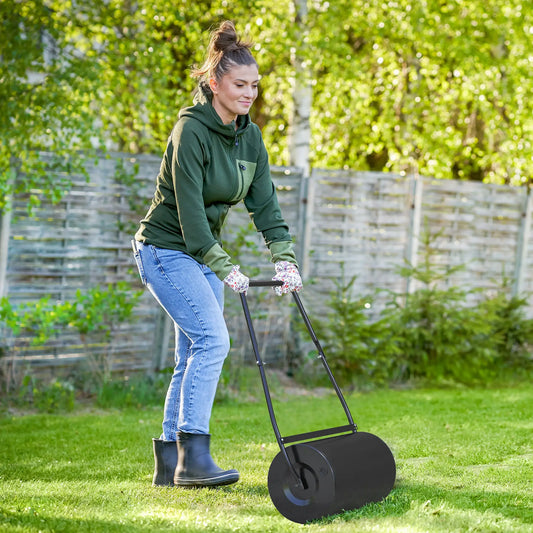 20" Heavy Duty Lawn Roller, 11 Gal Water/Sand, Black Lawn Rollers Black at Gallery Canada