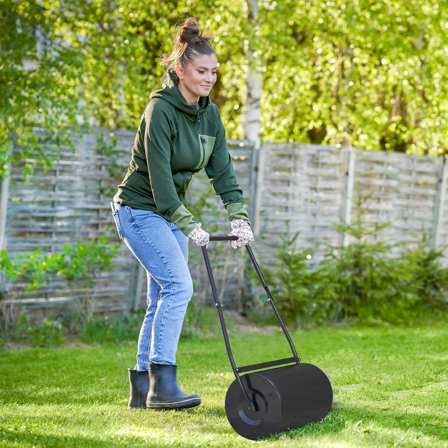 20" Heavy Duty Lawn Roller, 11 Gal Water/Sand, Black Lawn Rollers at Gallery Canada