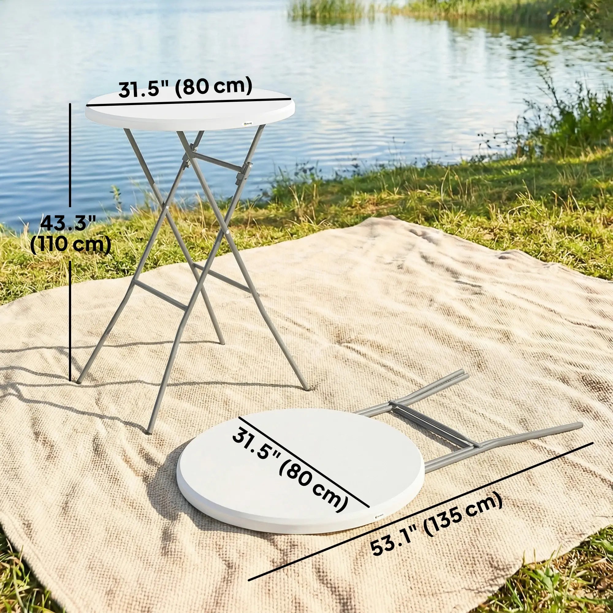 2.6ft Plastic Folding Picnic Table, Camping Table, White Picnic Tables & Camping Chairs at Gallery Canada