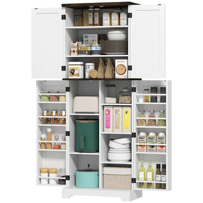 64" Tall Kitchen Pantry Cabinet, Adjustable Shelves, White Kitchen Pantry Cabinets White at Gallery Canada
