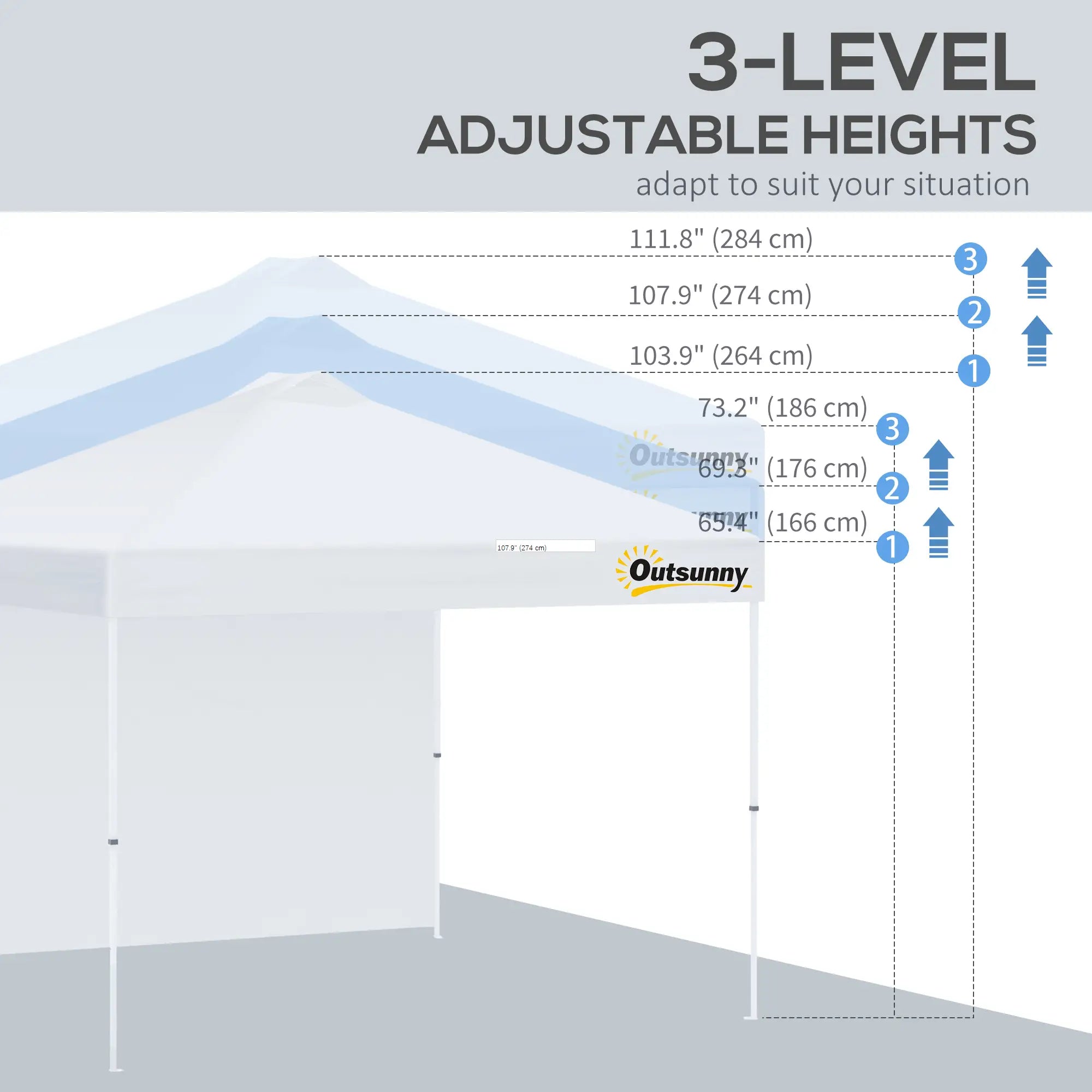 10' x 10' Pop Up Canopy Tent, Adjustable Height, 1 Sidewall, Wheeled Bag, White Pop Up Canopies at Gallery Canada