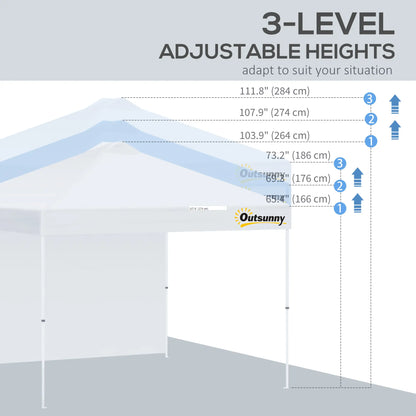 10' x 10' Pop Up Canopy Tent, Adjustable Height, 1 Sidewall, Wheeled Bag, White Pop Up Canopies at Gallery Canada