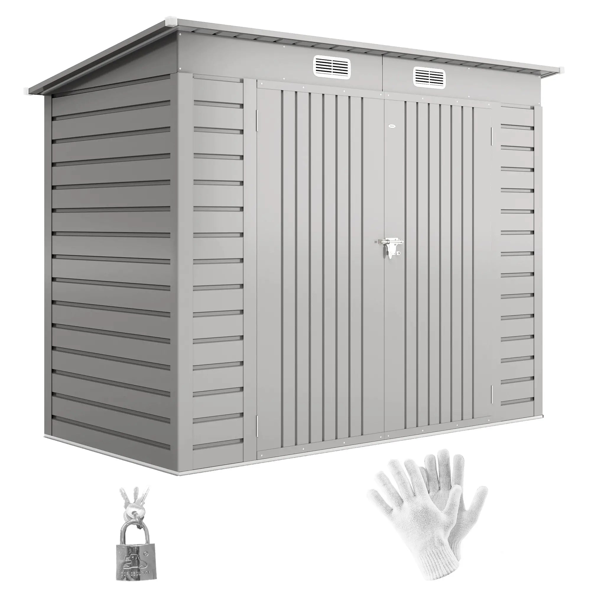 8 x 4FT Galvanized Garden Storage Shed, Metal Outdoor Shed, Light Grey Sheds at Gallery Canada