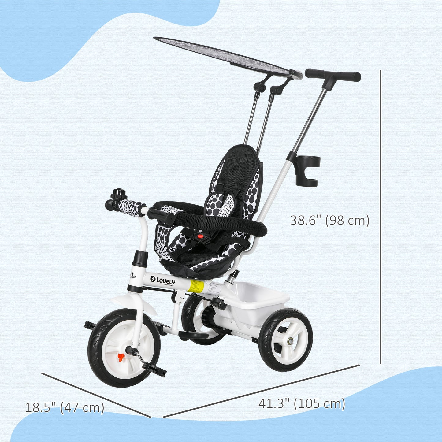 4 in 1 Kids Tricycle with Removable Handlebar and Canopy, White at Gallery Canada