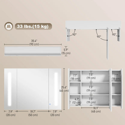 Medicine Cabinet With Mirror, Wall Mounted, Adjustable Shelf, USB Charge, High Gloss White, White Mirror Medicine Cabinets at Gallery Canada