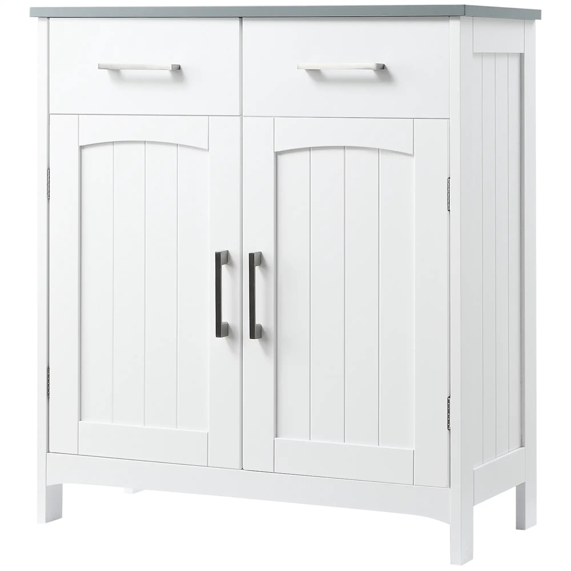 Freestanding Bathroom Cabinet, 2 Drawers, Double Doors, Adjustable Shelf, White Bathroom Cabinets at Gallery Canada