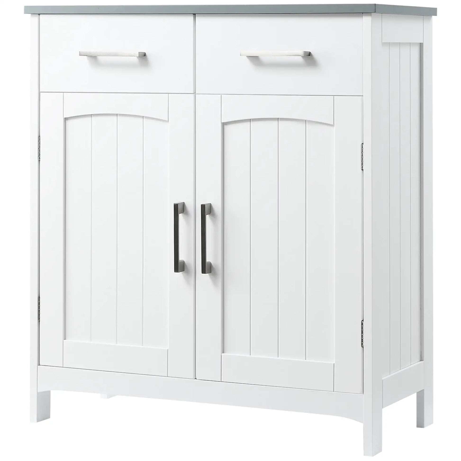Freestanding Bathroom Cabinet, 2 Drawers, Double Doors, Adjustable Shelf, White Bathroom Cabinets at Gallery Canada