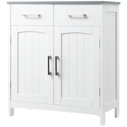 Freestanding Bathroom Cabinet, 2 Drawers, Double Doors, Adjustable Shelf, White Bathroom Cabinets at Gallery Canada