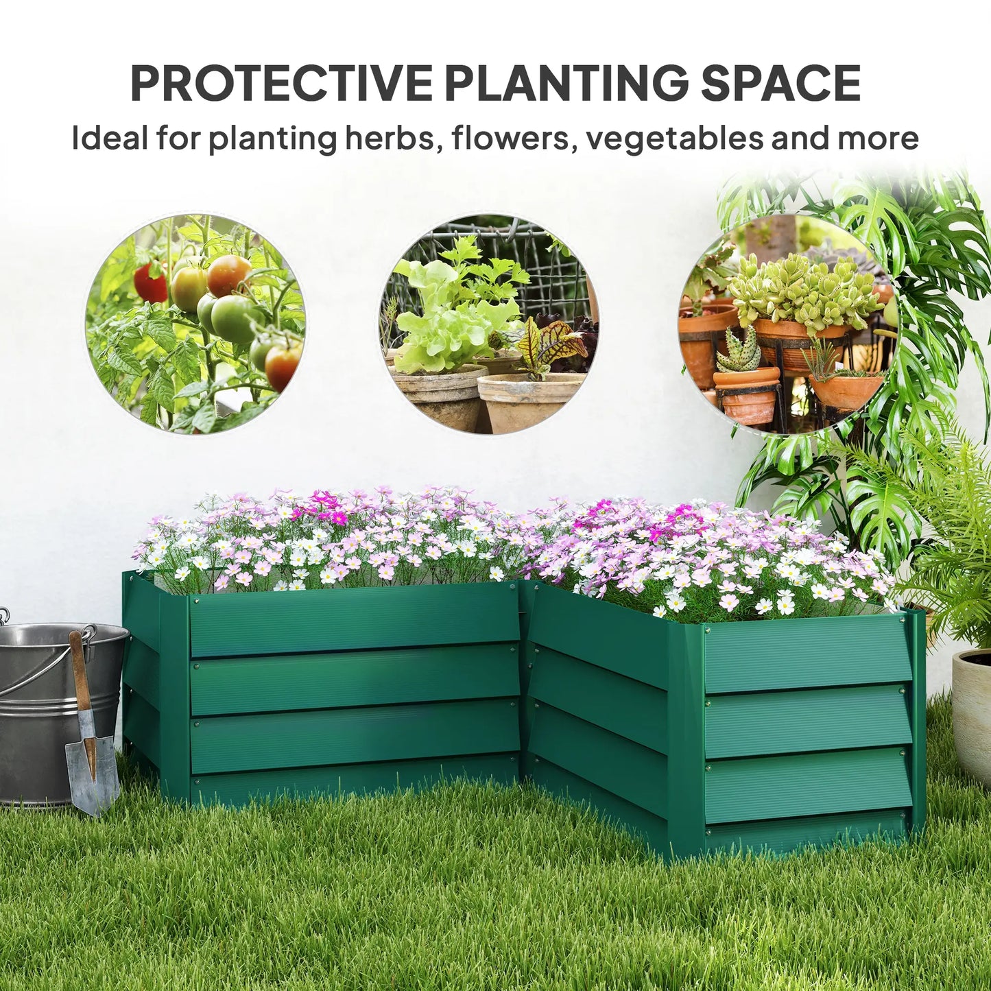 45" x 45" x 17" L-Shaped Galvanized Steel Raised Garden Bed