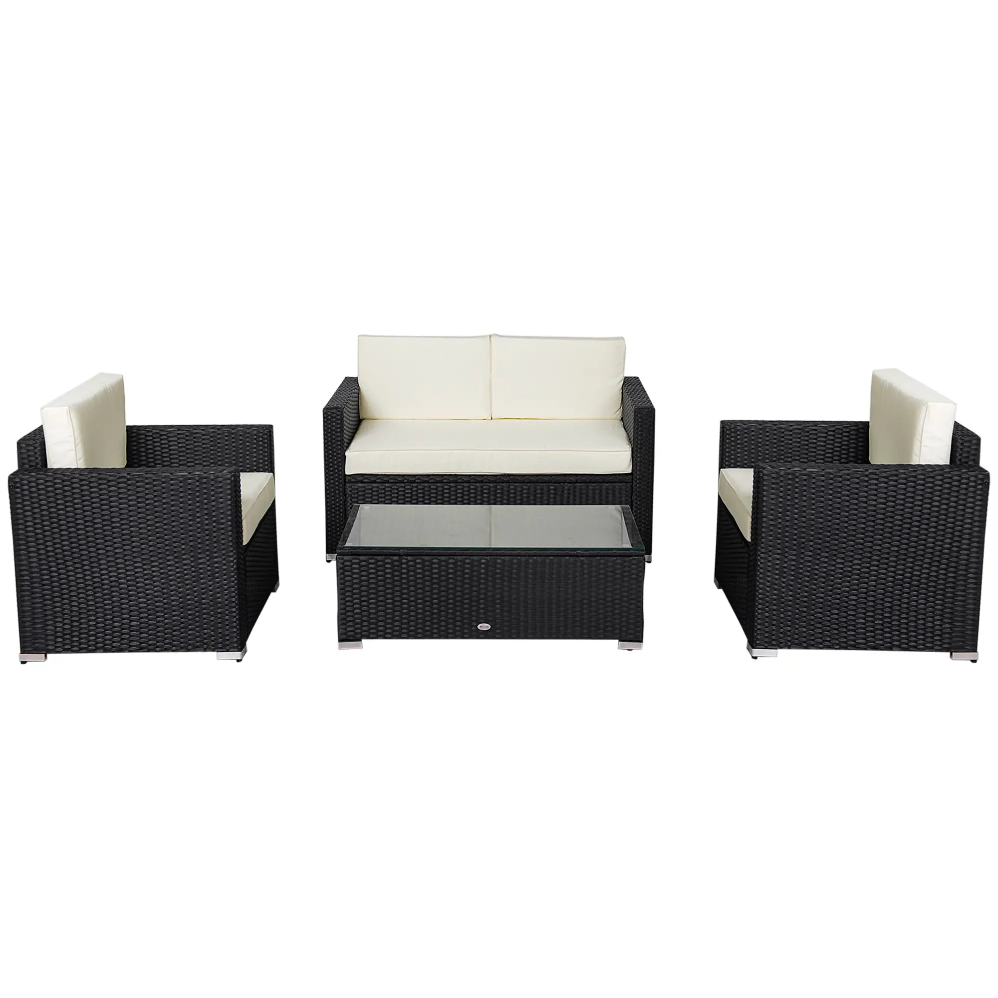 4-Piece Sectional Patio Set, Rattan Wicker Chairs with Cushions, Cream White Patio Furniture Sets at Gallery Canada