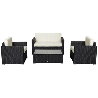 4-Piece Sectional Patio Set, Rattan Wicker Chairs with Cushions, Cream White Patio Furniture Sets at Gallery Canada