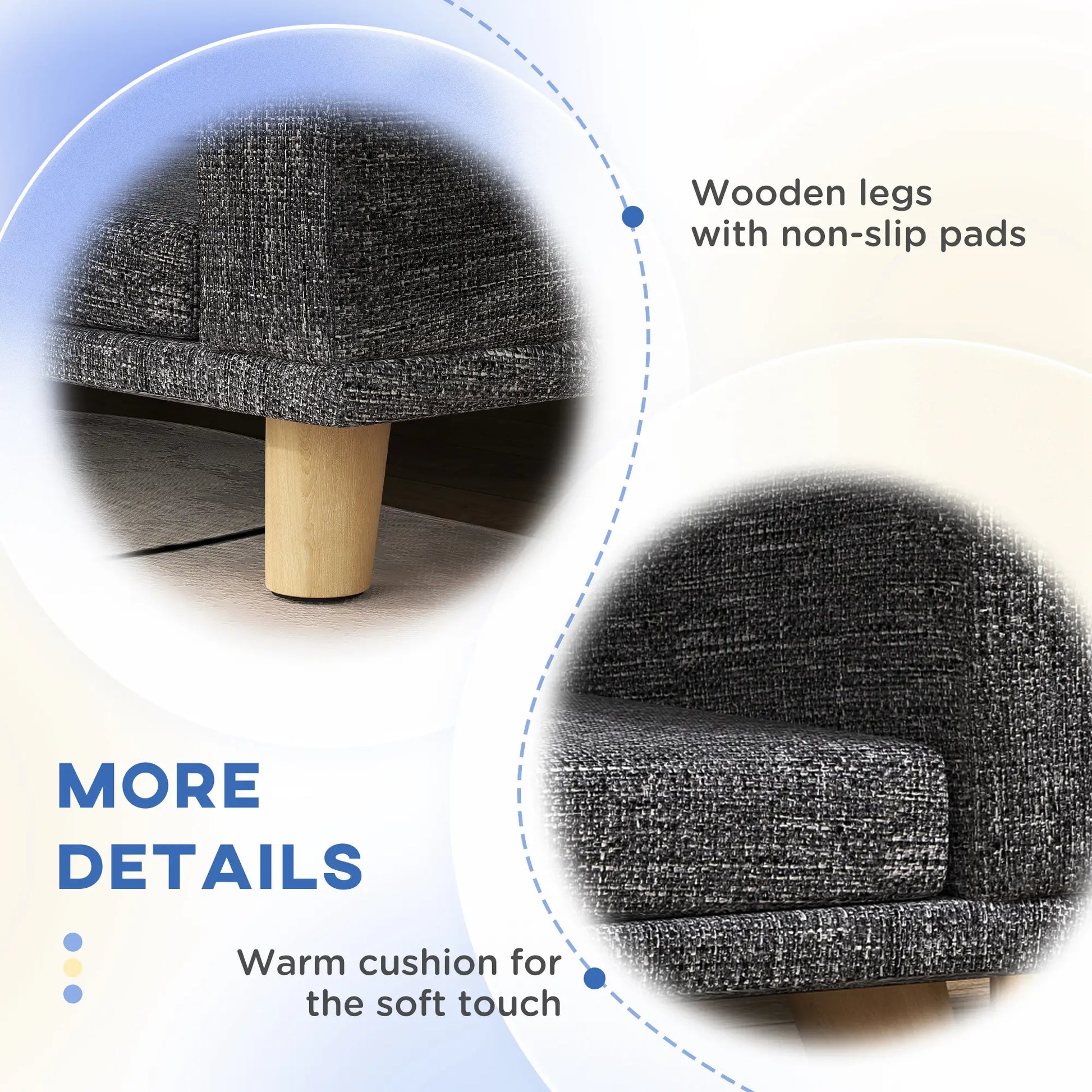 Large Dog Sofa with Washable Cover, Anti-Slip Pads, Dark Grey Dog Sofas at Gallery Canada