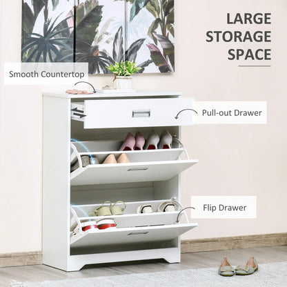Narrow Shoe Storage, 2 Flip Doors, Adjustable Shelves, Holds 16 Pairs, White Shoe Storage Cabinets & Racks at Gallery Canada