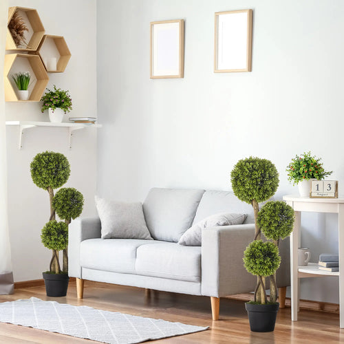 2 3FT Artificial Bamboo Trees in Pot, Home Office Decor, Green