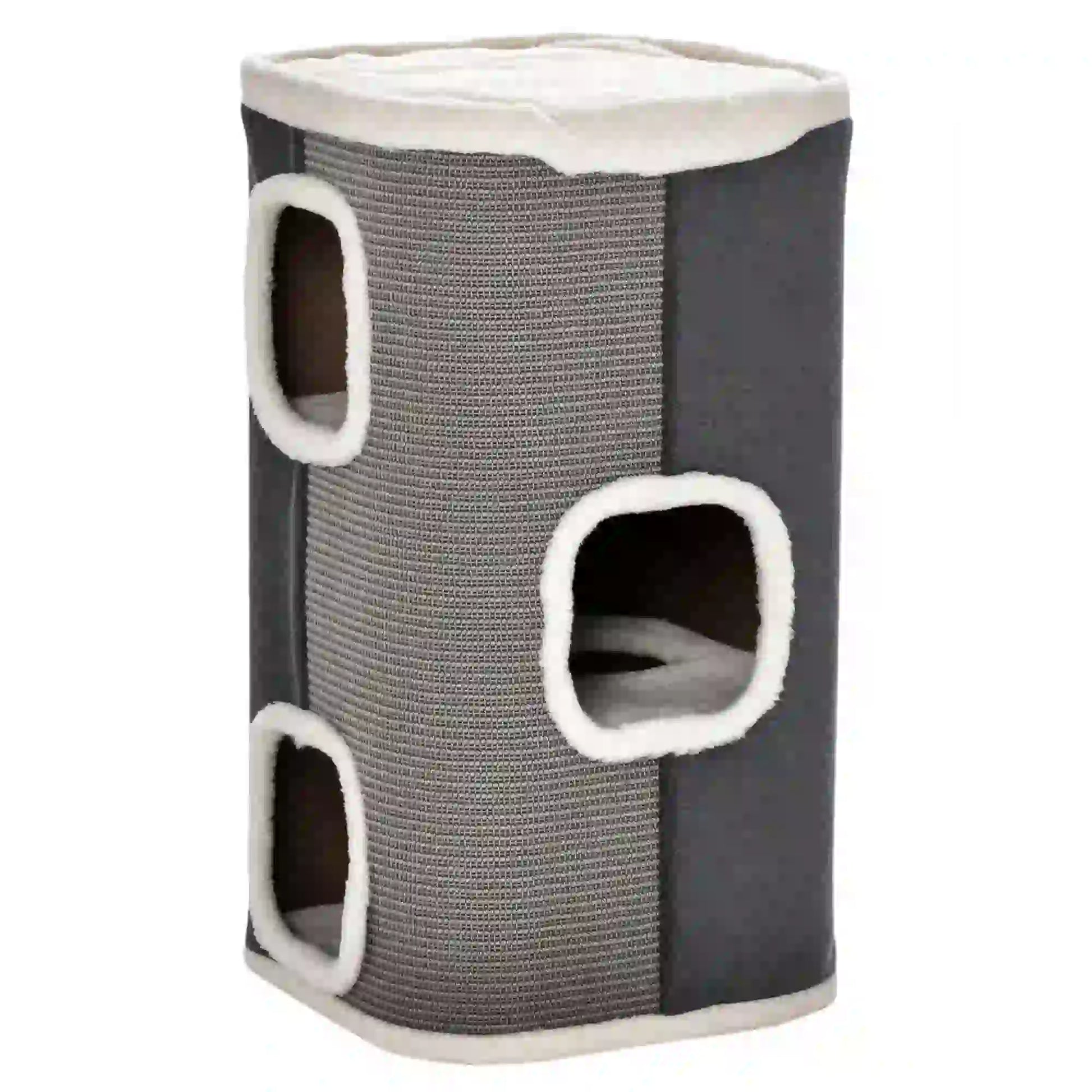4-Story Cat House, Sisal Scratching Surface, Removable Cushion, 16" x 16" x 29", Grey Cat Houses White and Grey at Gallery Canada