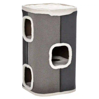 4-Story Cat House, Sisal Scratching Surface, Removable Cushion, 16" x 16" x 29", Grey Cat Houses White and Grey at Gallery Canada