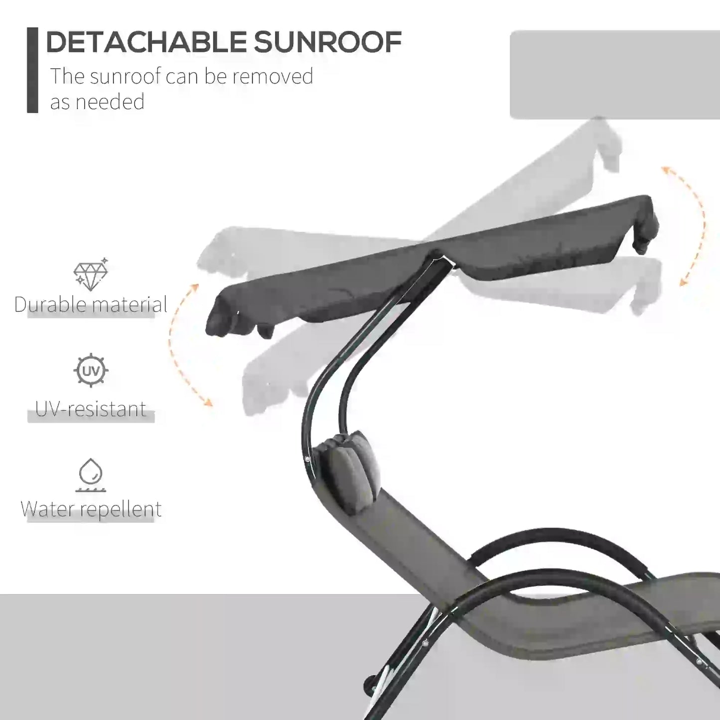 Outdoor Chaise Lounge Chair, Sun Lounger with Sunshade, Wheels, Breathable Mesh, Dark Gray Daybeds at Gallery Canada