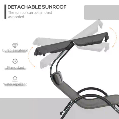Outdoor Chaise Lounge Chair, Sun Lounger with Sunshade, Wheels, Breathable Mesh, Dark Gray Daybeds at Gallery Canada